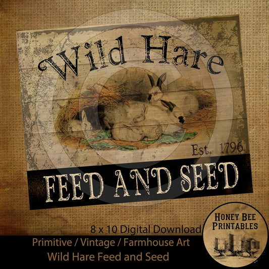 Vintage Primitive Farmhouse Style Printable - Wild Hare Tavern
